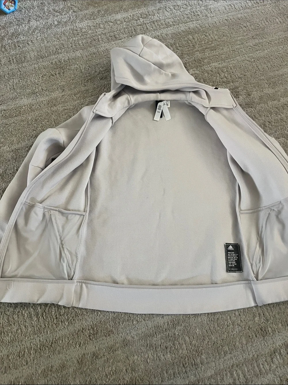adidas ZNE Gray Full-Zip Up Hooded Jacket Sweatshirt Large
